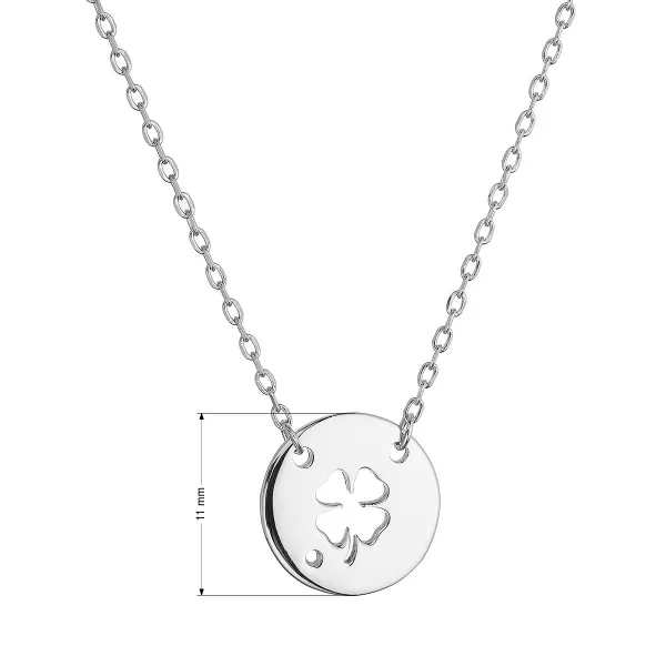 Stříbrný náhrdelník lesklý se čtyřlístkem 62040