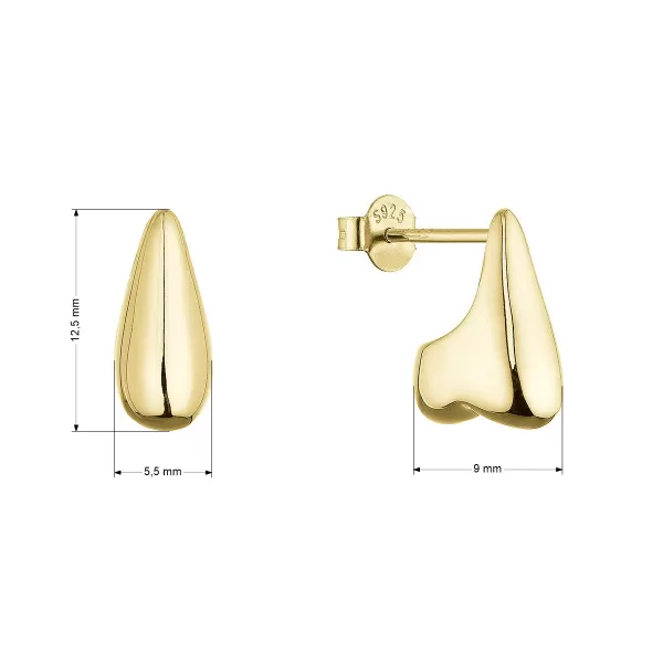 Pozlacené stříbrné náušnice kapka 61084