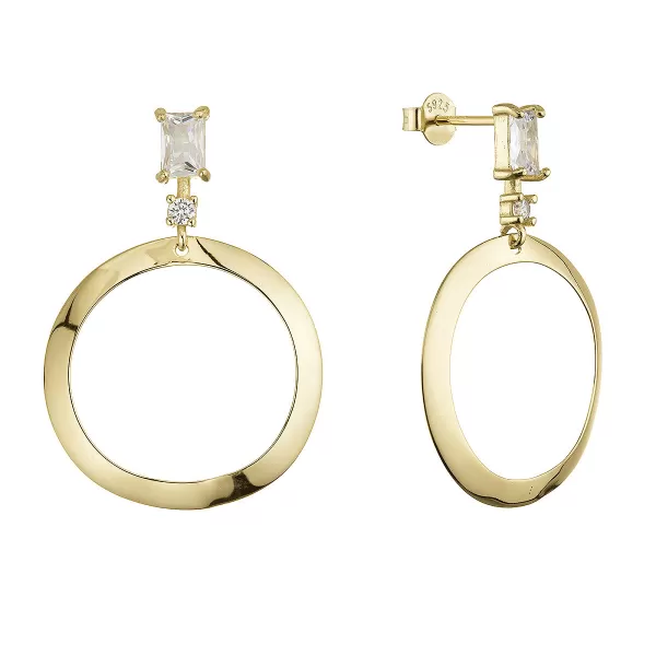 Stříbrné náušnice visací kruh a zirkon 11725.1