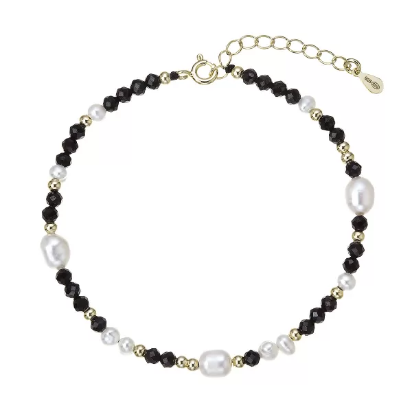 Pozlacený náramek s perlami a spinely 13113.3