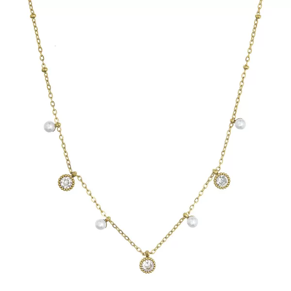 Náhrdelník ocelový s perličkami 42022.1