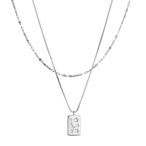 Stříbrný dvojitý náhrdelník s bílou perletí 12155.1