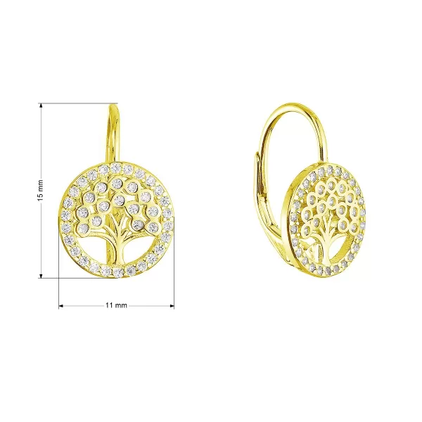 Pozlacené stříbrné náušnice strom života se zirkony 11713.1