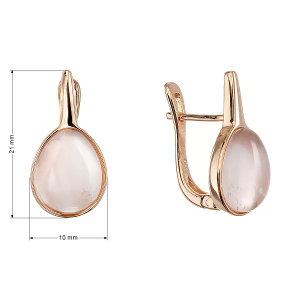 Pozlacené náušnice kapky s pravým růženínem 11730.3 rose gold