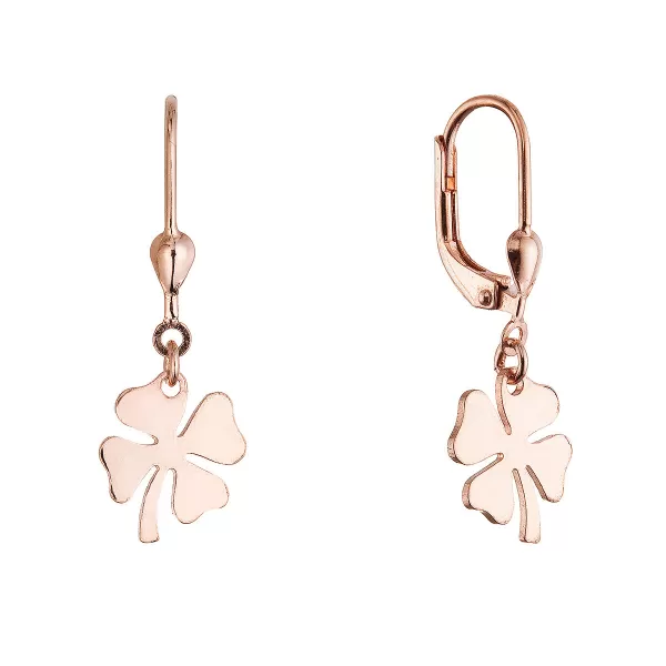Pozlacené stříbrné náušnice čtyřlístky 61132 rose gold