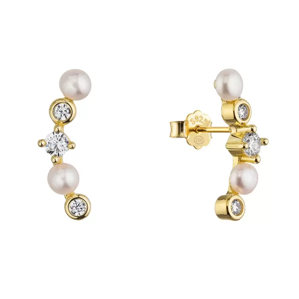 Pozlacené náušnice s říčními perlami 21124.1