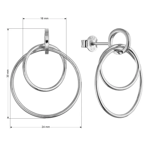 Stříbrné náušnice dvojitý kruh 61168
