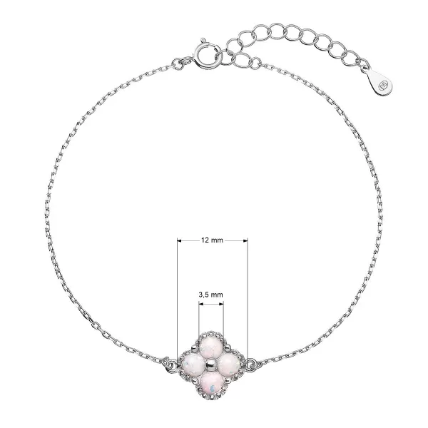 Náramek stříbrný opálový čtyřlístek 13087.1 white
