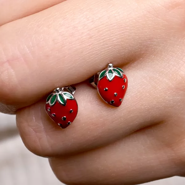Stříbrné náušnice jahůdky 61138
