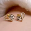 Pozlacené náušnice srdíčka se zirkony 11751.1