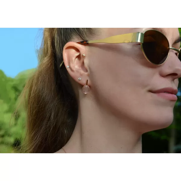 Pozlacené náušnice kapky s pravým růženínem 11730.3 rose gold