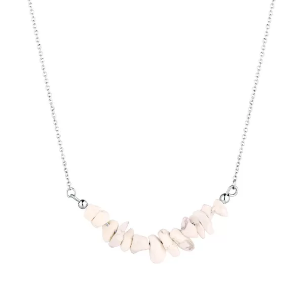 Náhrdelník s kamenem bílý howlit 42037.1 ocel