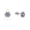 Stříbrné náušnice kytičky s fialovým zirkonem 11702.3 amethyst