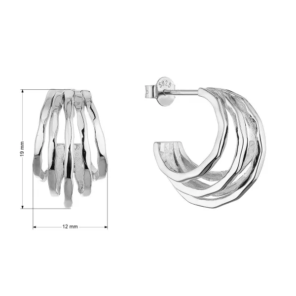 Stříbrné náušnice pět vlnitých kruhů 61081
