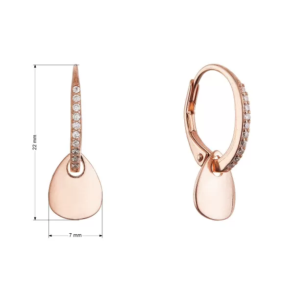 Pozlacené stříbrné náušnice se zavěšenou placičkou 11722.1 rose gold