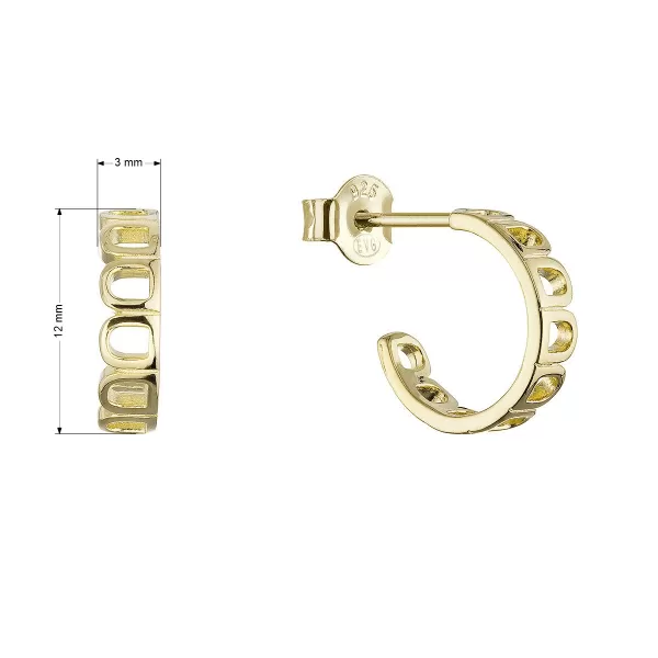 Pozlacené náušnice elegantní půlkruhy 61165