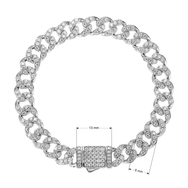 Stříbrný kubánský náramek TESS 13M00005 moissanite
