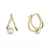 Pozlacené náušnice kruhy s bílou říční perlou 21130.1