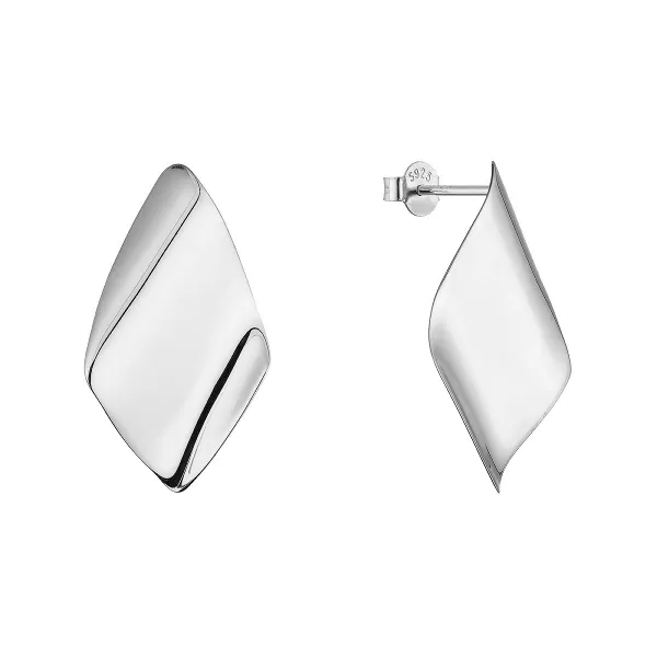 Stříbrné náušnice lesklé kosočtverce 61082