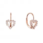 Pozlacené stříbrné náušnice srdce 11717.1 rose gold