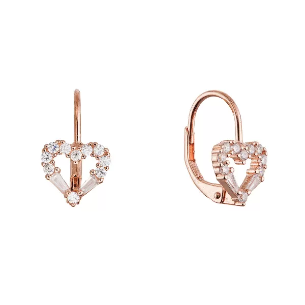 Pozlacené stříbrné náušnice srdce 11717.1 rose gold