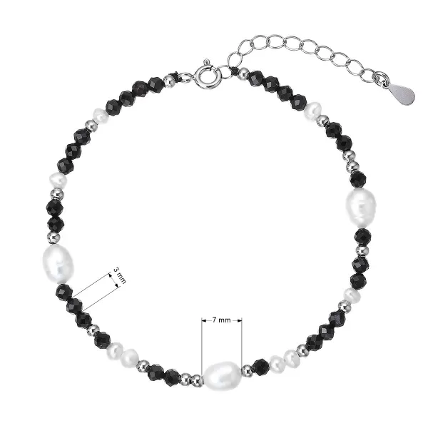 Stříbrný náramek s perlami a spinely 13113.3