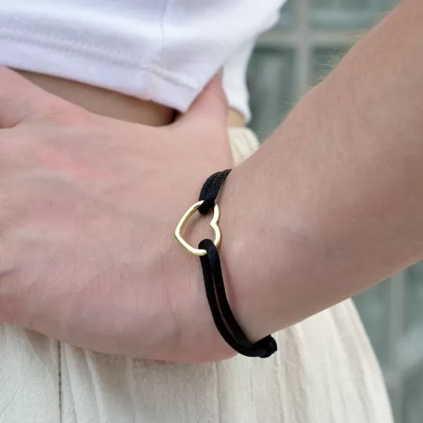 Kabbalah náramek s pozlaceným srdcem 13093.3 black