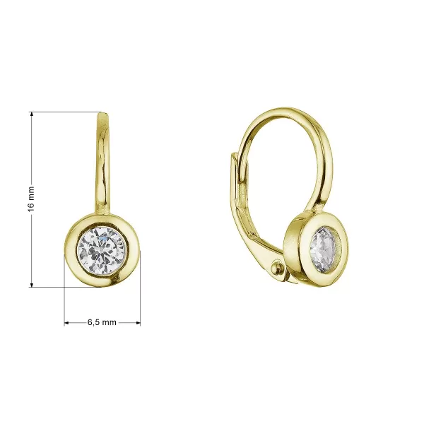 Pozlacené stříbrné náušnice kulaté se zirkonem 11617.1