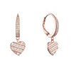 Pozlacené stříbrné náušnice se zavěšeným srdíčkem 11720.1 rose gold