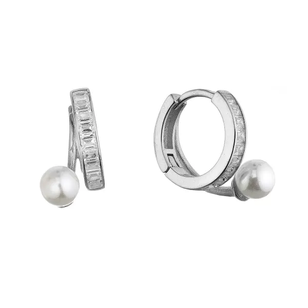 Stříbrné kroužky s perličkou a zirkony 11808.1