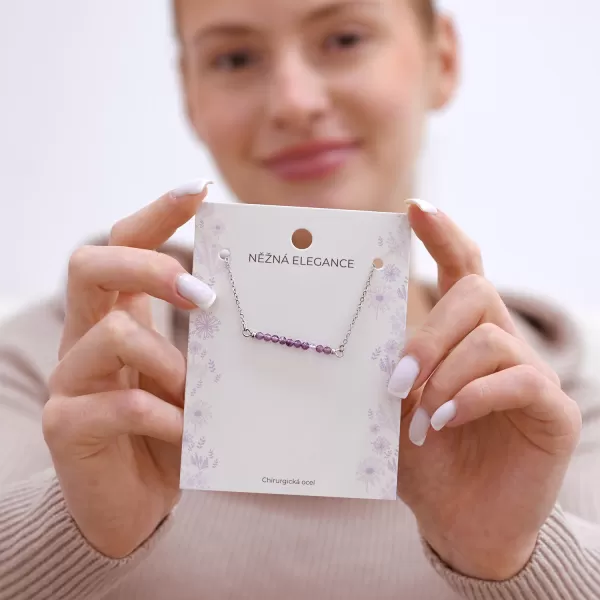 Ocelový náhrdelník fialový 42038.3