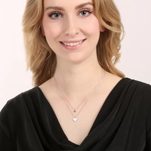 Stříbrný dvouřadý náhrdelník srdíčka 12153.1