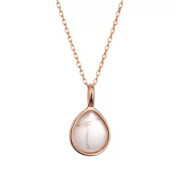 Pozlacený náhrdelník s pravým růženínem 12156.3 rose gold