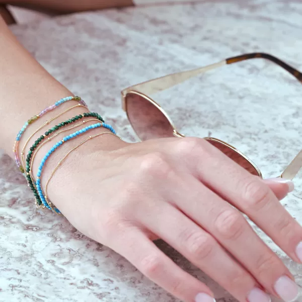 Pozlacený dvojitý náramek s barevnými kameny 13114.3