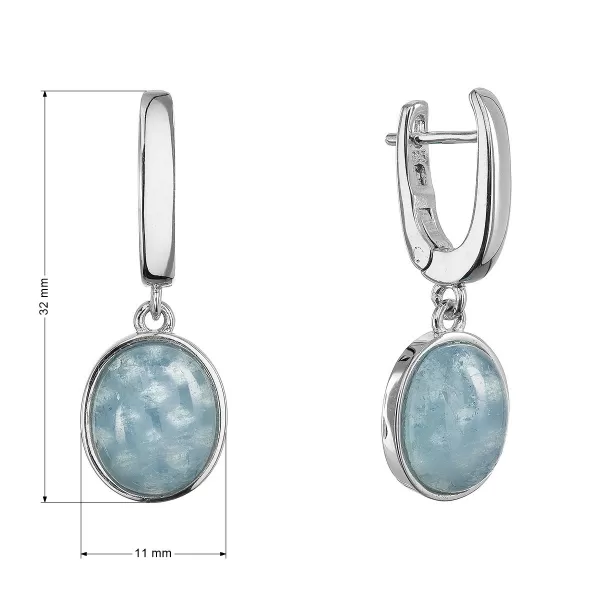 Stříbrné visací náušnice s akvamarínem 11737.3