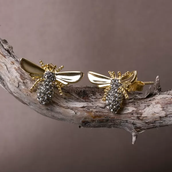 Pozlacené náušnice včelky 11757.1