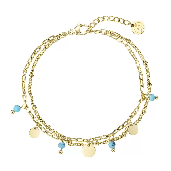 Náramek ocelový s modrým tyrkysem 43100.3