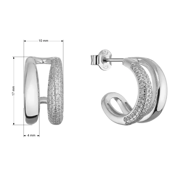 Stříbrné dvojité kruhy se zirkony 11770.1