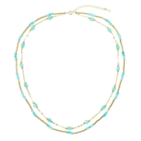 Pozlacený náhrdelník s amazonity 12183.3