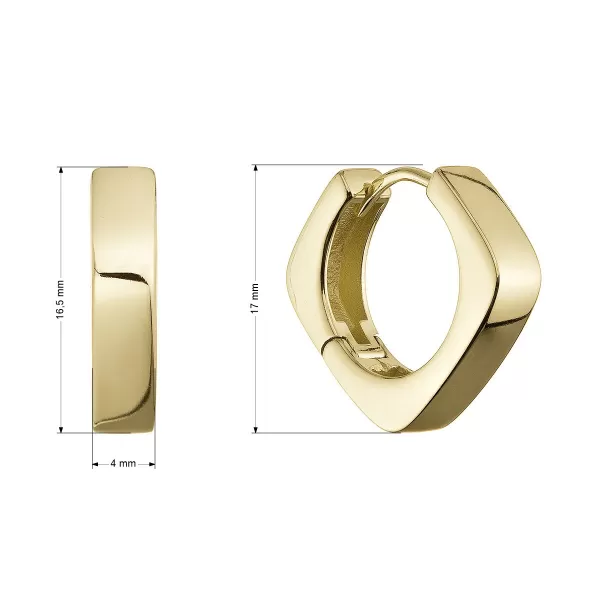 Pozlacené stříbrné náušnice čtvercové kruhy 61103