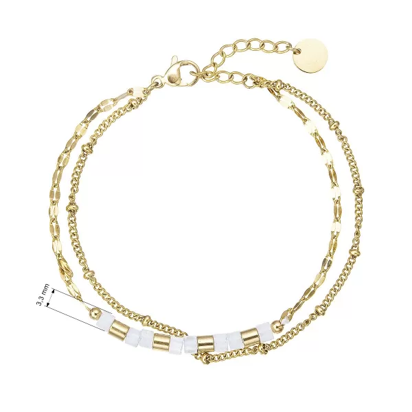 Náramek ocelový s bílým jadeitem 43063.1