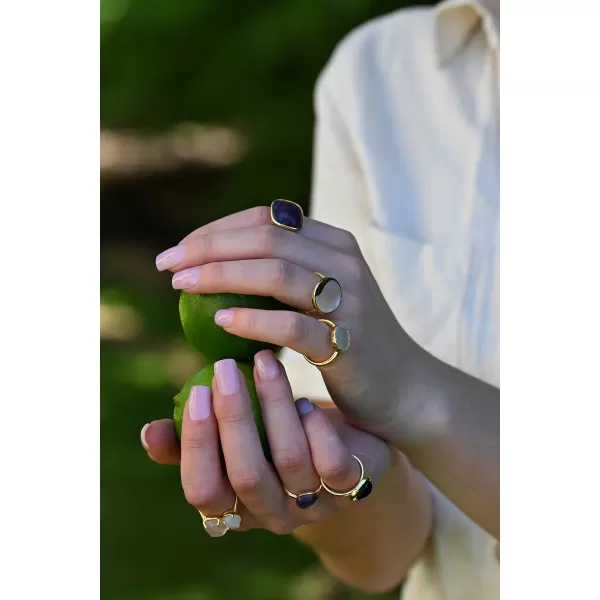 Pozlacený prsten pravý růženín a blue chalcedon 15025.3