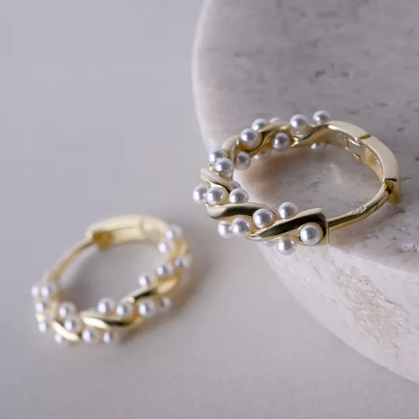 Pozlacené kruhy s perličkami 11810.1