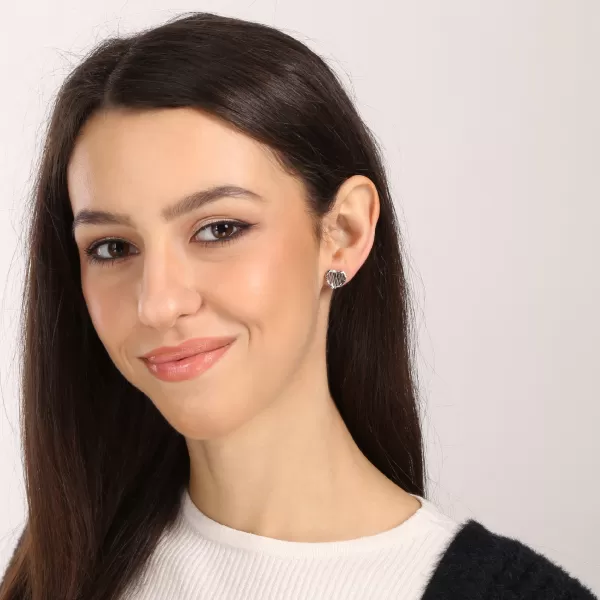 Stříbrné náušnice srdce 61098