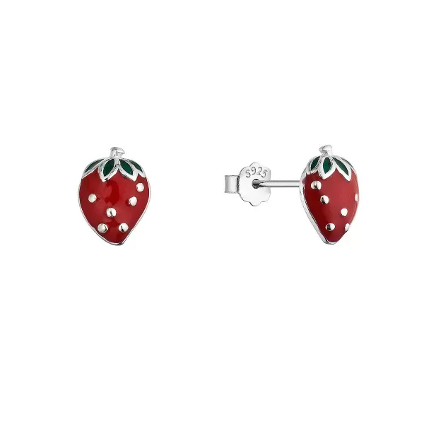 Stříbrné náušnice jahůdky 61138