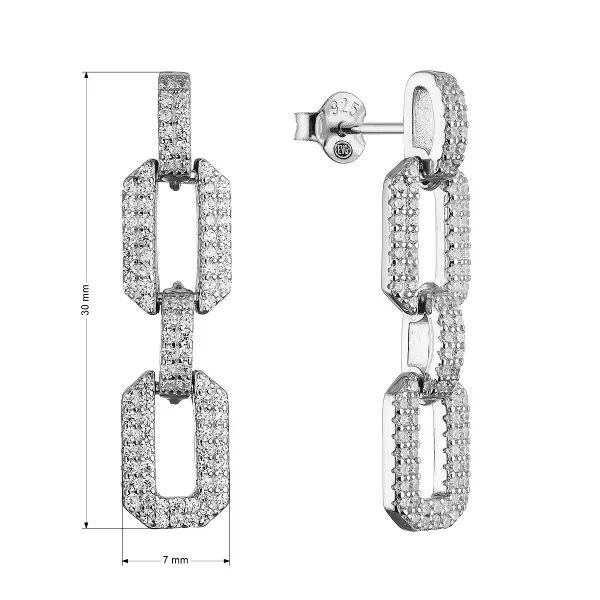 Stříbrné náušnice dlouhá očka se zirkony 11655.1