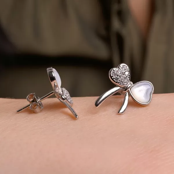 Stříbrné náušnice perleťové mašličky 11803.1