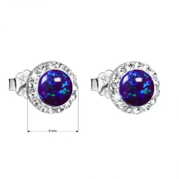Stříbrné náušnice s opálem a Preciosa krystaly 31217.1 ametyst