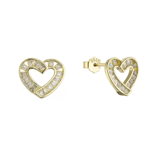 Pozlacené náušnice srdíčka se zirkony 11749.1
