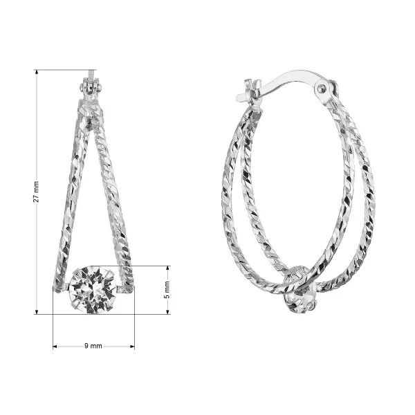 Stříbrné náušnice vzorované kruhy se Swarovski krystalem 31324.1